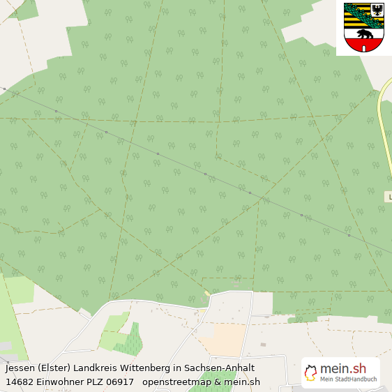 Jessen (Elster) Landkreis Wittenberg Lageplan © Openstreetmap Contributors Jessen (Elster) Kleinstadt Lageplan